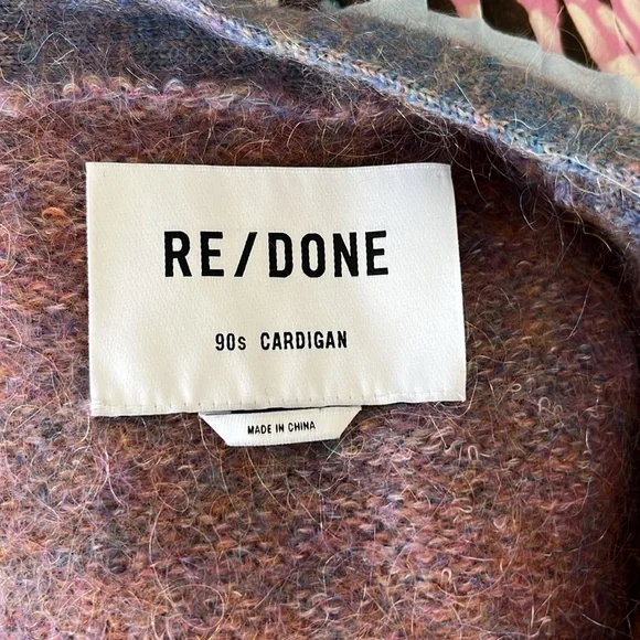 Re/Done 90s V Neck Space Dye Knit Cardigan Button Front Ombre - Picture 7 of 9